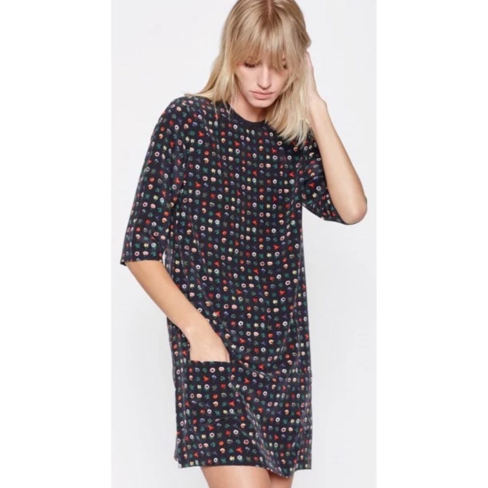 Equipment Aubrey Silk Dress in True Black Multi,S